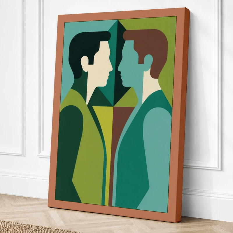 Figures in Dialogue Modern Canvas Wall Art Print 36x24 Inch (91 x 61 cm)