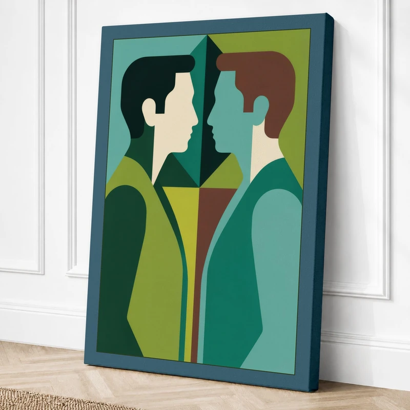 Figures in Dialogue Modern Canvas Wall Art Print 36x24 Inch (91 x 61 cm)