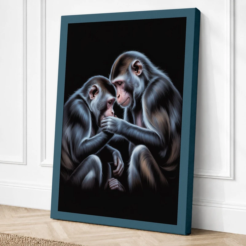 Kindred Primates Canvas Wall Art Print 36x24 Inch