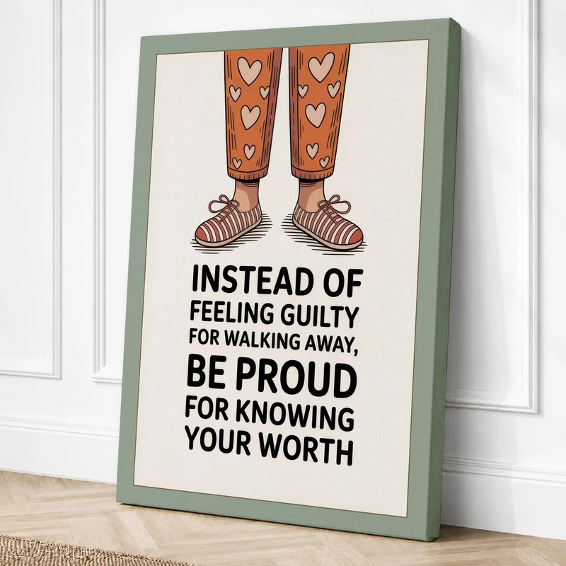 Worth Walking Away Typography Canvas Wall Art Print 36x24 Inch (91 x 61 cm)