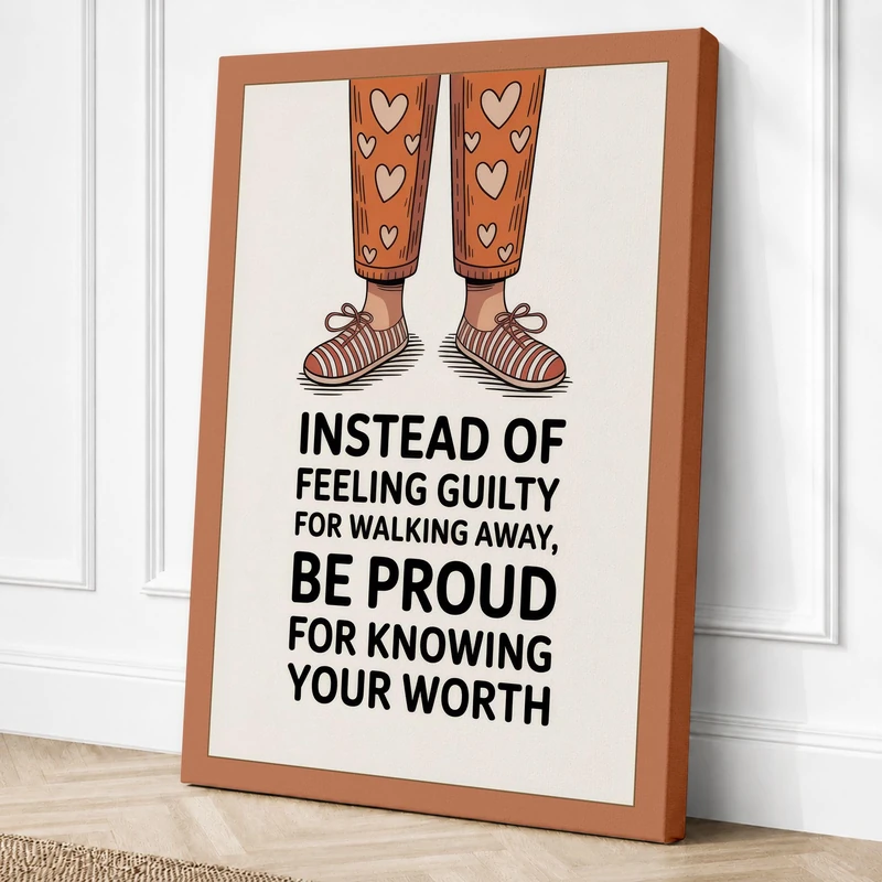 Worth Walking Away Typography Canvas Wall Art Print 36x24 Inch (91 x 61 cm)