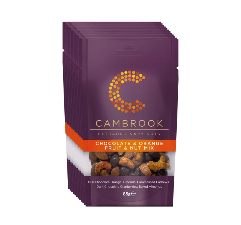 Cambrook - Chocolate and Orange Fruit and Nut Mix. 12 x 85g Bags