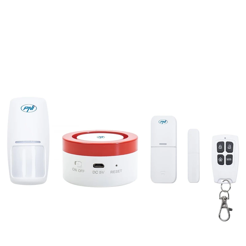 Pack of 2 wireless alarm system PNI Safe House PG600LR wireless connection, burglar alarm, wireless alarm, smart alert via Tuya Smart application