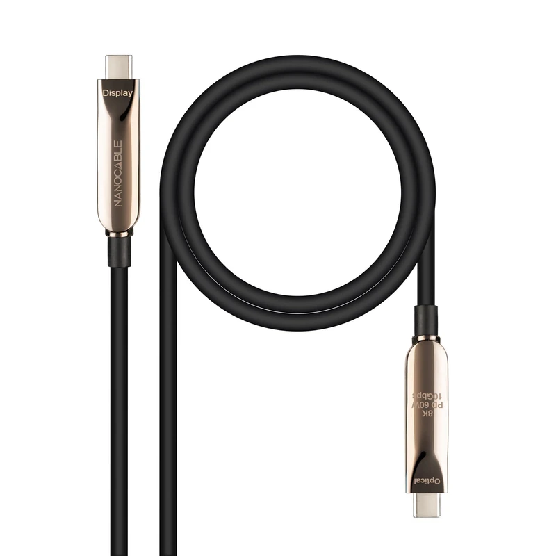 NANOCABLE 10.01.4605 USB 3.2 Gen2x1 AOC Cable, 60W 3A PD, 10Gbps, 8K@60Hz, USB-C M/M, 5 m, Black