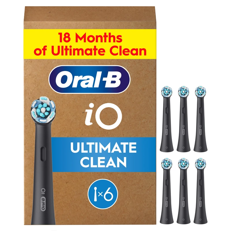 Oral-B iO Ultimate Clean Black, Original Replacement Round Brush Heads, 6