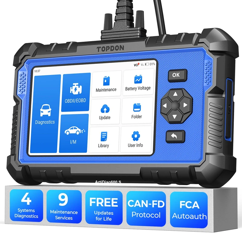 TOPDON AD600S-A OBD2 Scanner, 4 System&9 Reset Service Car Diagnostic Tool