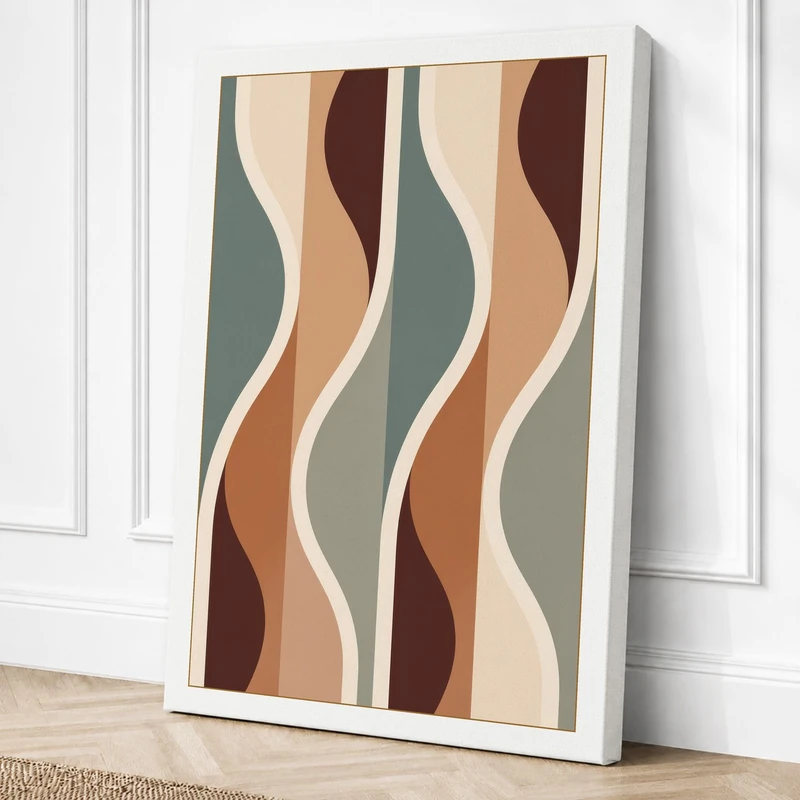 Flowing Stripes Geometric Canvas Wall Art Print 36x24 Inch
