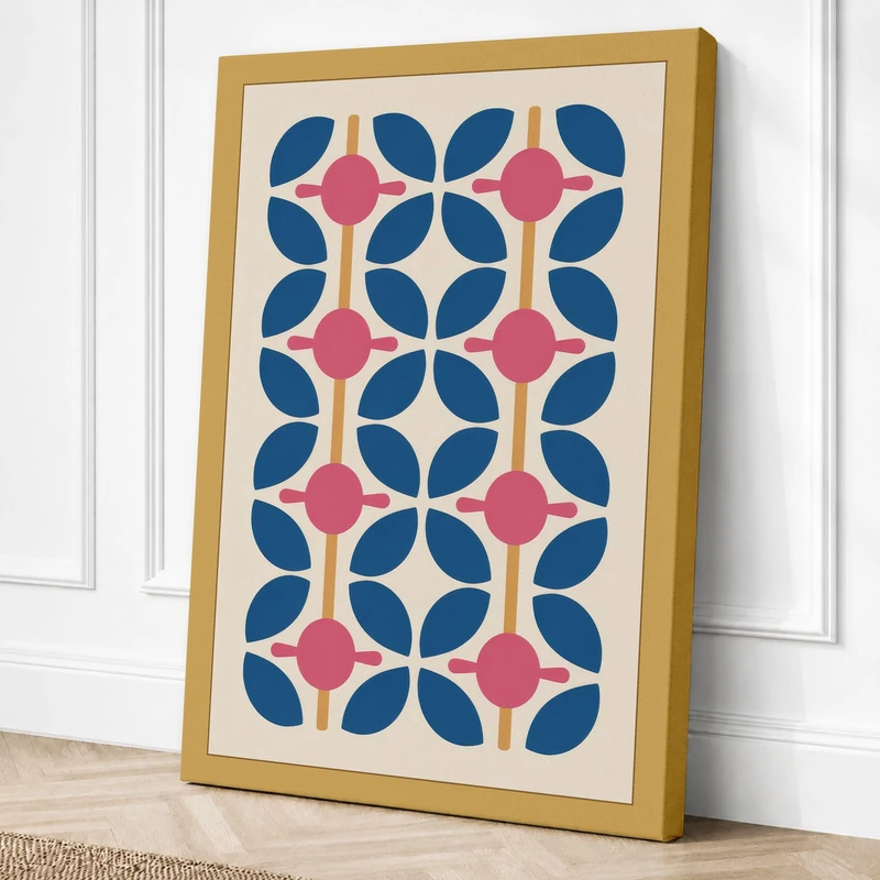 Petalled Grid Geometric Canvas Wall Art Print 36x24 Inch (91 x 61 cm)