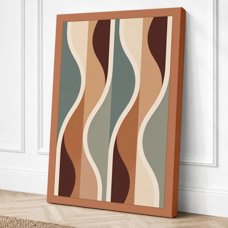 Flowing Stripes Geometric Canvas Wall Art Print 36x24 Inch (91 x 61 cm)