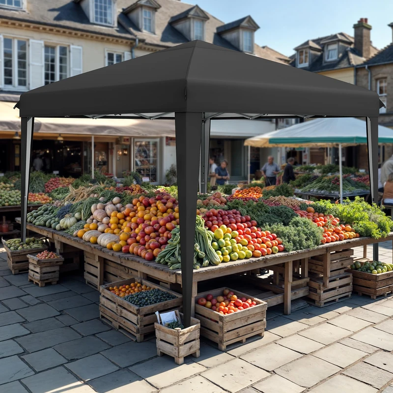 DWVO Pop Up Gazebo 3x3M,Canopy with UV protect 50+ for camping,Black