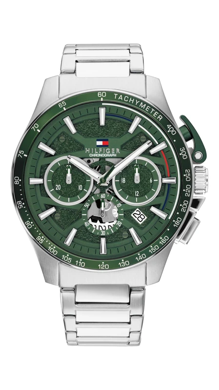 Tommy Hilfiger Chrono Watch for Men Bank Collection with Silver Steel Bracelet - 1792293