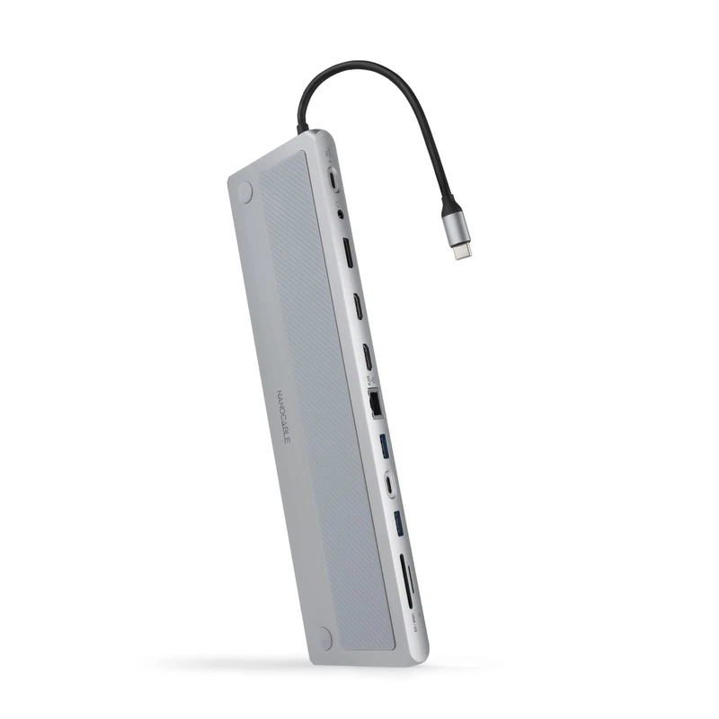 NANOCABLE 10.16.1012 USB-C Hub 12 in 1, USB-C to 3x USB-A 3.0 Converter, USB-C 3.0, USB-C PD 100W, 2x HDMI 4K60Hz, DP 4K60Hz, RJ45 1Gbps, SD/TF, 0.18" Audio Jack, Grey