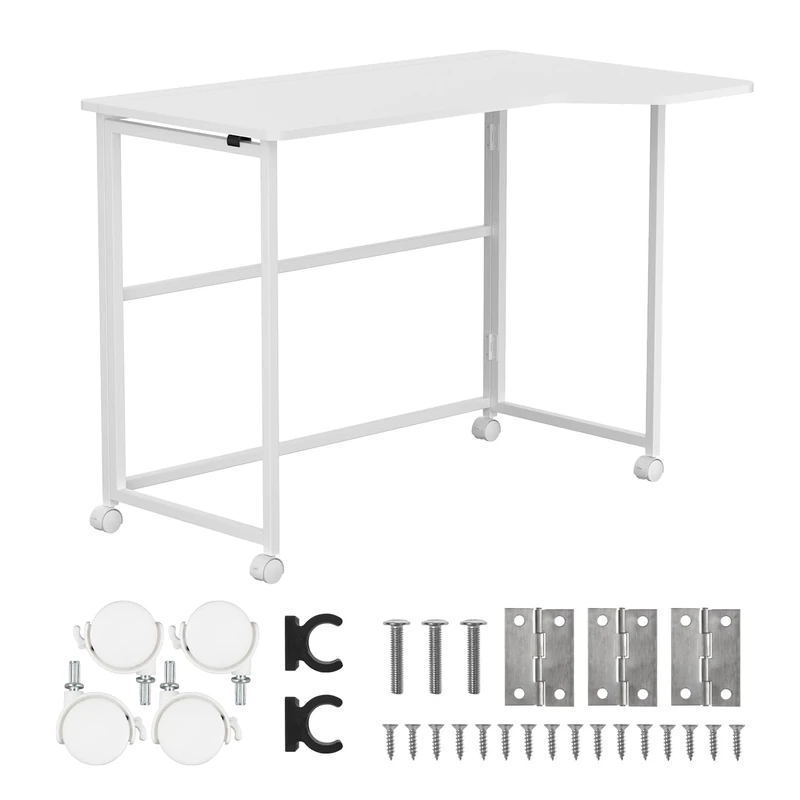 Maclean folding desk with wheels 100 x 65 cm 50 kg 75 cm (white)