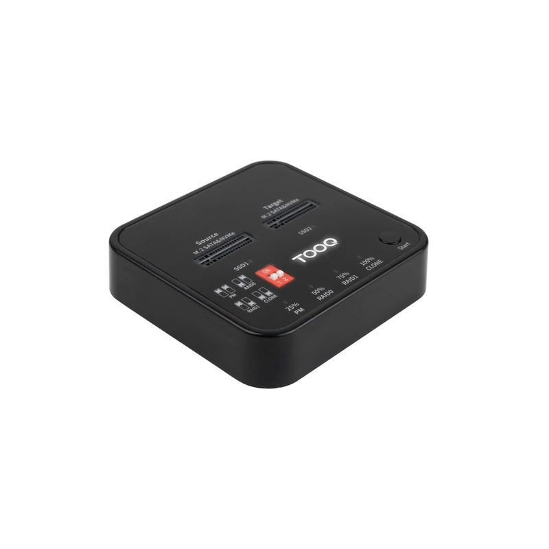TOOQ TQDS-201B USB-C 3.2 Gen 2 Dual Bay Docking Station for M.2 NGFF/NVMe SSD + Cloner, Black