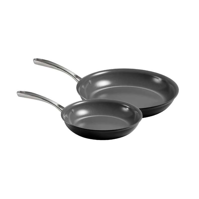 Tramontina Set of 2 Anodised Aluminium Frying Pans with Ceramic Coating