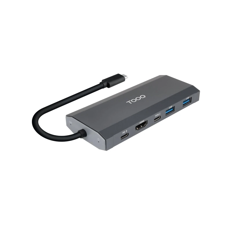 TOOQ TQE-2241G External Enclosure for M.2 NGFF/NVMe SSD + USB 3.2 Gen2 Hub with 1xUSB-C/PD + 2xUSB-A + USB-C + HDMI, Grey
