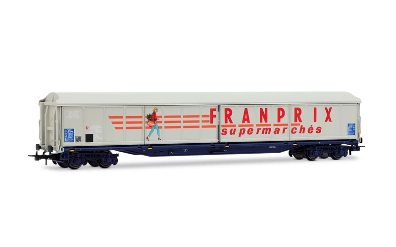 Jouef HJ6321 SNCF, 4-axle sliding-walls wagon type Habis "FRANPRIX", beige livery, ep. IV, Railway Rolling Stock Wagons, for ages A14+