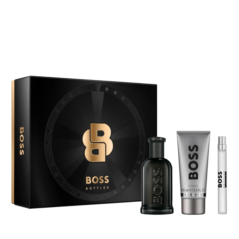 BOSS Bottled Parfum for Men and Shower Gel Trio Gift Set 100ml + 10ml fragrance + 10ml shower gel