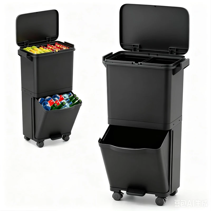 GiantexUK 40L Pedal Bin (42x28x74cm, with Removable Bins, Black)