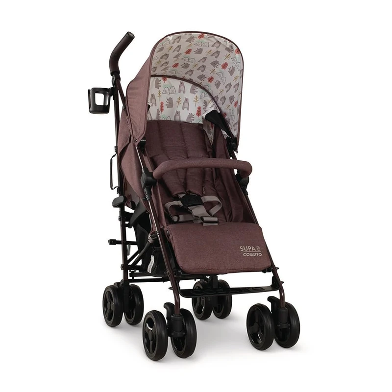 Cosatto Supa 3 Pushchair with Footmuff – Lightweight Stroller from Birth to 25Kg - Easy, Compact, Umbrella Fold, Large Shopping Basket, Carry Handle Footmuff (Bear Hug)