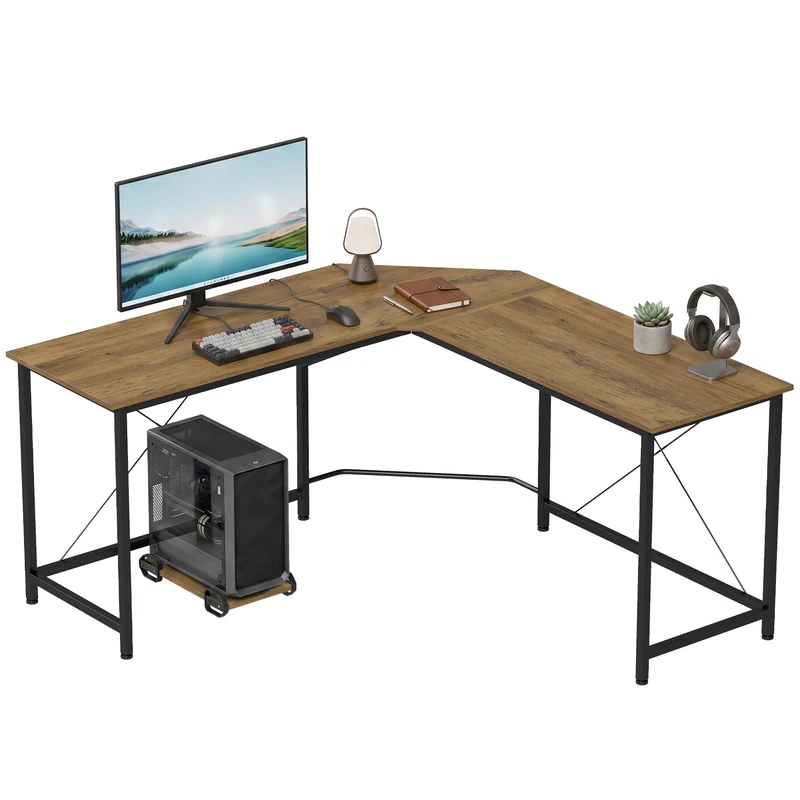 HOMCOM L-Shaped Desk, Gaming Desk, 150 x 150 x 75 cm, Brown