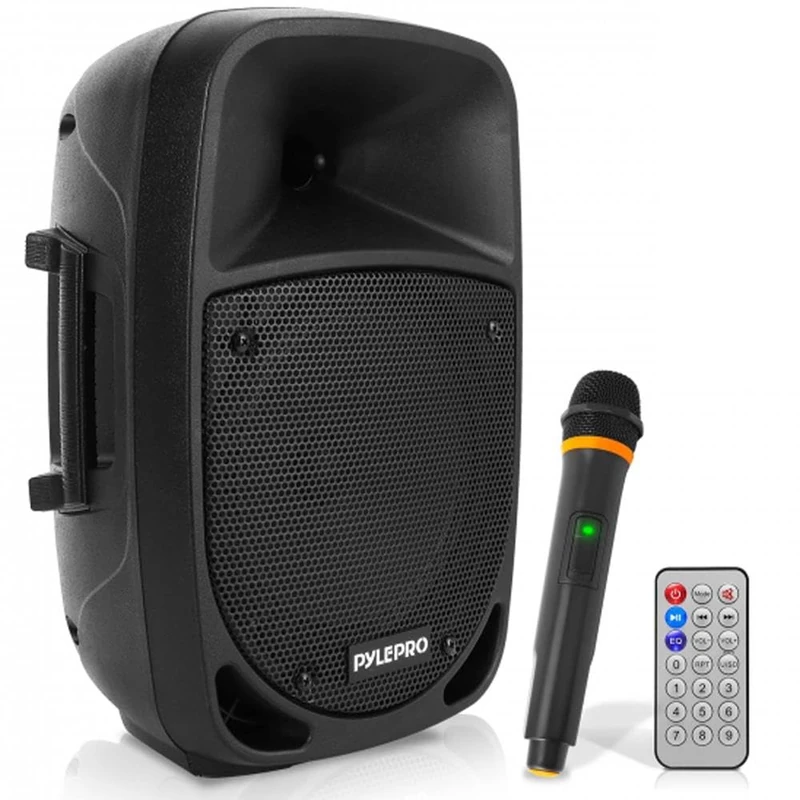 Pyle 800W Portable PA System, Large Bluetooth Speaker w/Wireless Microphone, 20cm Battery Powered PA Systems, Active Speakers, Powerful Loudspeaker, USB/SD Card Reader, for Stage/Parties/Events