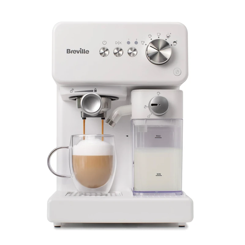 Breville Prima Latte One-Touch Espresso Maker, White (VCF190)