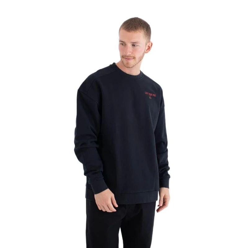Hurley Built Fire Peace Crew Fleece Top - Black