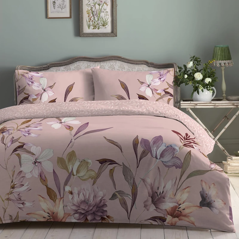 Appletree Arabella Pink Duvet Cover Set King – Floral Bedding – Cotton – Includes 1 Duvet Cover (220 x 230cm) & 2 Pillowcases – Pink Floral Bedroom Set