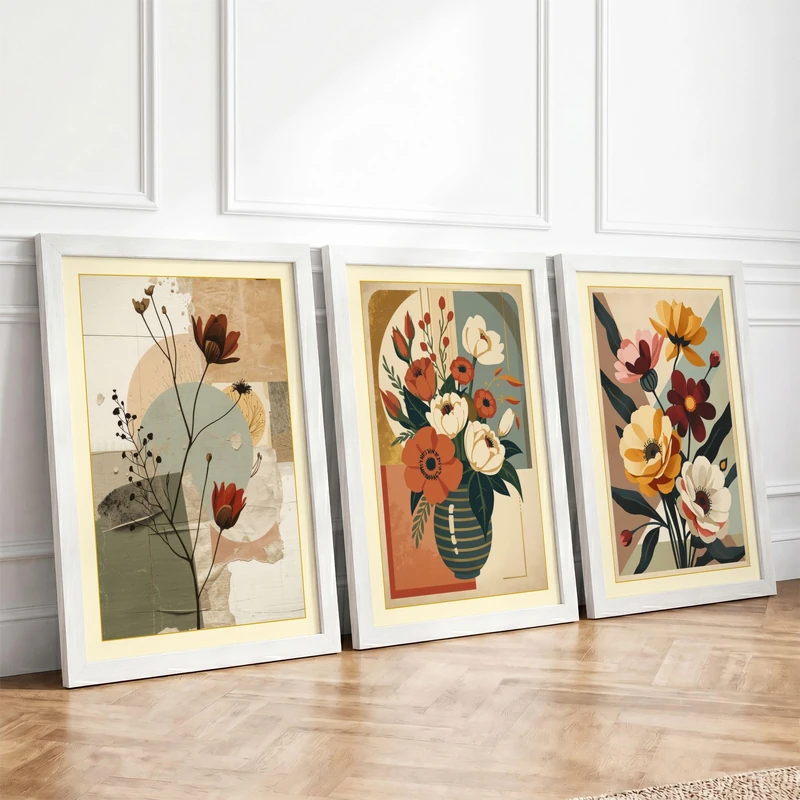 Botanical Bloom Study Botanical Set of 3 Framed Wall Art Prints A2