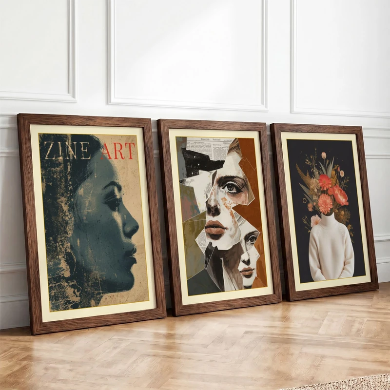 Portraits Reimagined Eclectic Set of 3 Framed Wall Art Prints A4