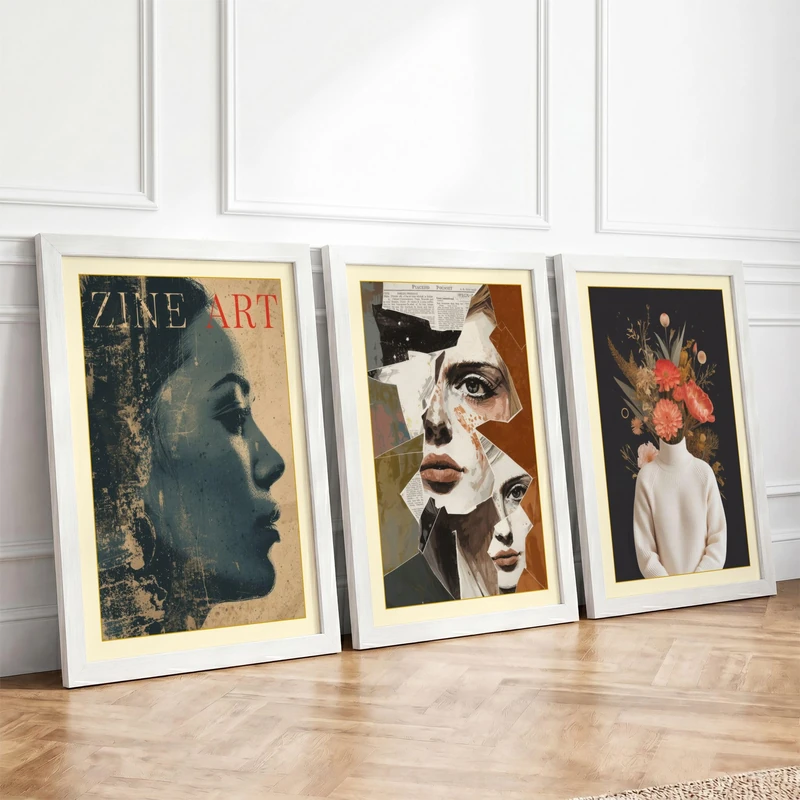 Portraits Reimagined Eclectic Set of 3 Framed Wall Art Prints A4