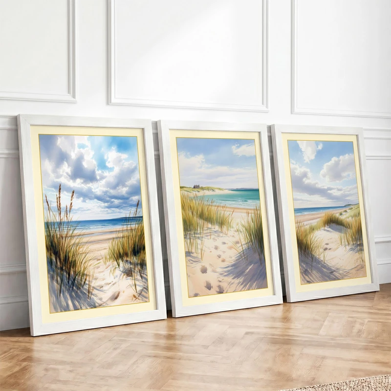 Coastal Quiet Moments Coastal Set of 3 Framed Wall Art Prints A2