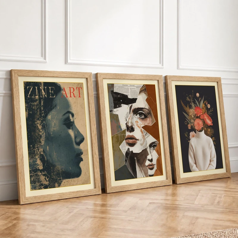 Portraits Reimagined Eclectic Set of 3 Framed Wall Art Prints A4