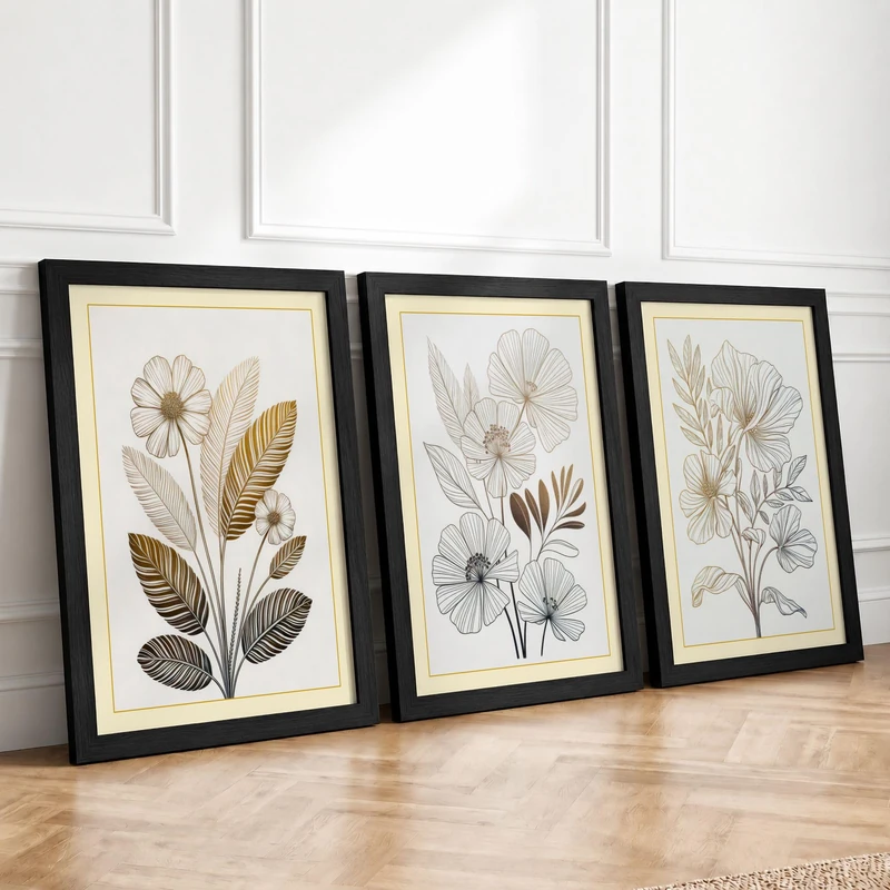 Botanical Studies Botanical Set of 3 Framed Wall Art Prints A4