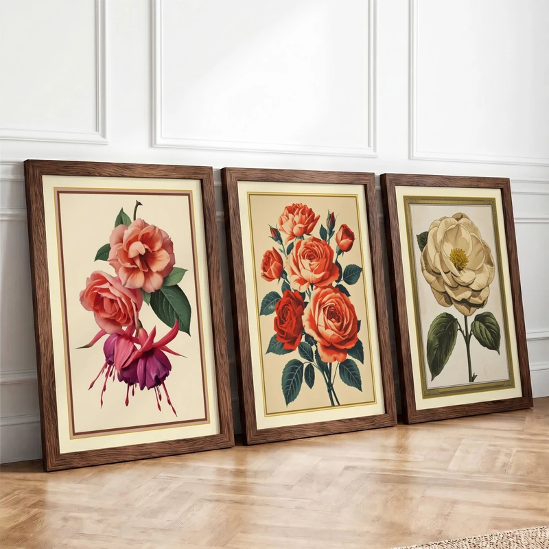 Botanical Rose Collection Botanical Set of 3 Framed Wall Art Prints A2