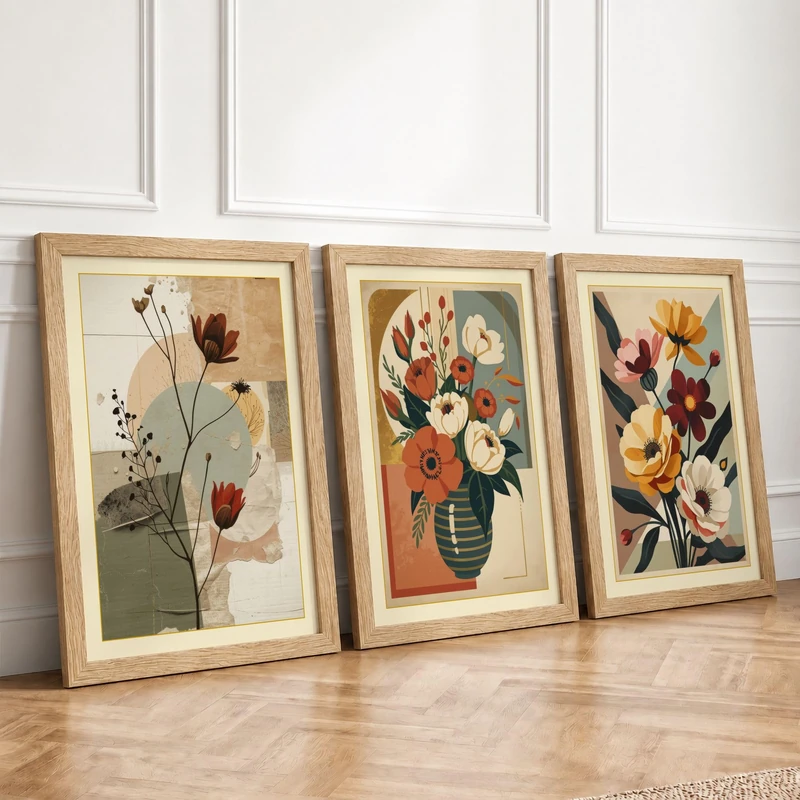 Botanical Bloom Study Botanical Set of 3 Framed Wall Art Prints A2