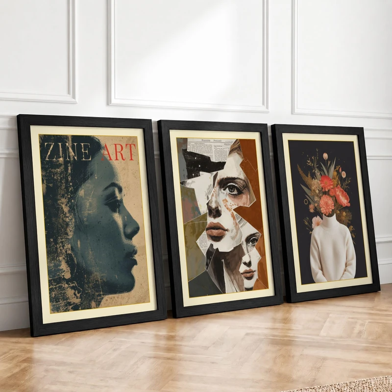 Portraits Reimagined Eclectic Set of 3 Framed Wall Art Prints A2