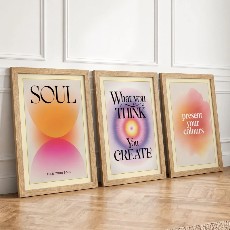 Mindful Inspiration Minimalist Set of 3 Framed Wall Art Prints A4