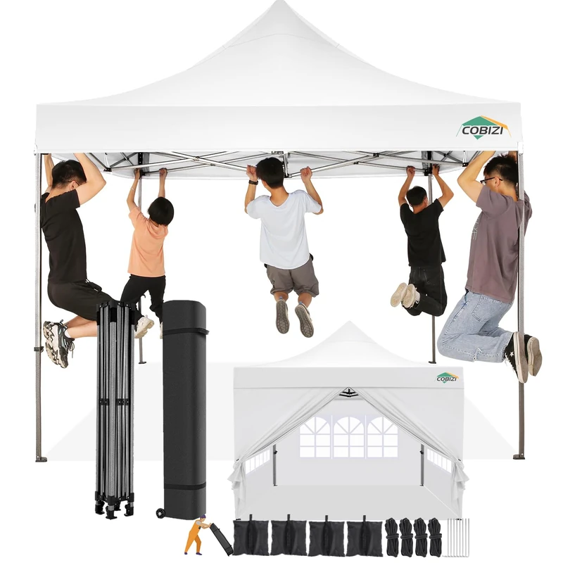COBIZI Gazebo 3 x 3 Waterproof Stable Winterproof with Side Wall White