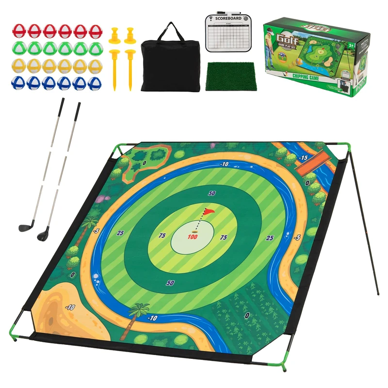 SPOTRAVEL 71'' Golf Chipping Mat Large Golf Game Set (Circular Ring)