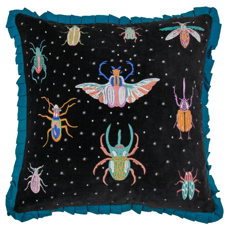 furn. Darkling Beetles Feather Filled Cushion (Black - 50x50cm)