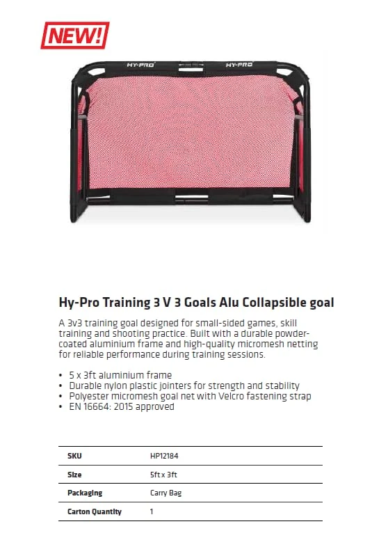 Hy-Pro Training 3 V 3 Goals 5X3ft Alu Collapsible goal