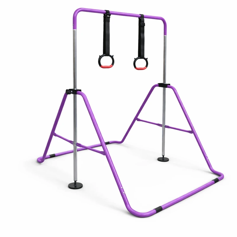 Urban Fitness Gymnastics Folding Horizontal Bar, Adjustable, Purple