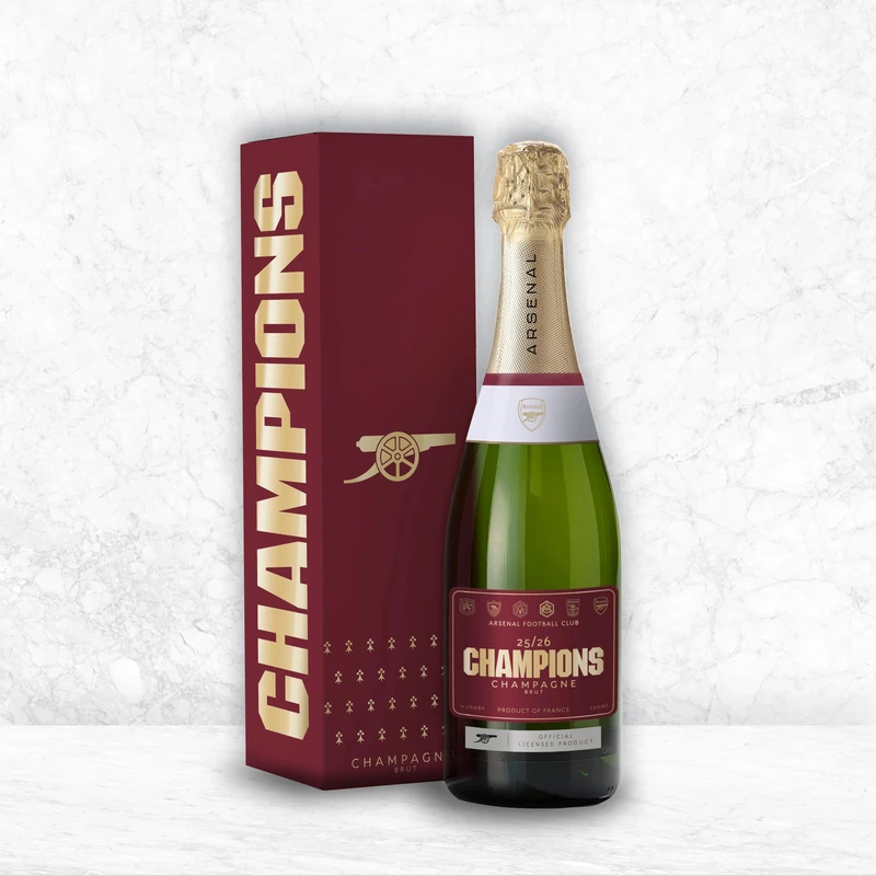 Arsenal FC Champions 25/26 Brut Champagne 750ml Gift Box