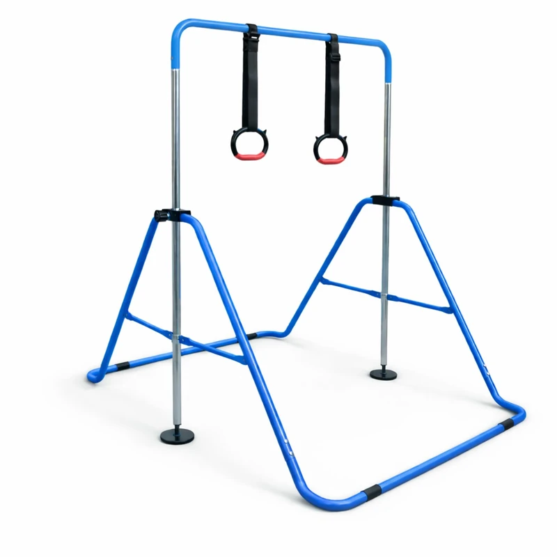 Urban Fitness Gymnastics Folding Horizontal Bar, Adjustable, Blue