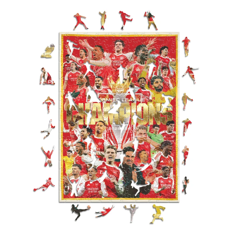 Iconic Puzzles - Arsenal Premier League Champions 25/26, Officially Licensed Wooden Puzzle, 100% Sustainable, Gift for Adults & Kids, Size L, 500 Pcs