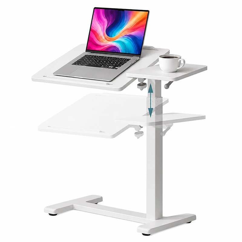 Relaxdays standing desk, height-adjustable 67.5-102 cm, tilting top, white