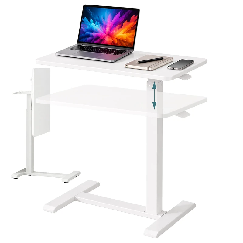 Relaxdays standing desk, height-adjustable 66–100.5 cm, foldable, white