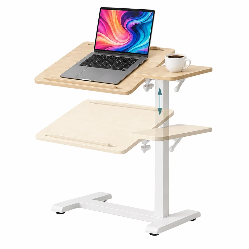 Relaxdays standing desk, height-adjustable 67.5-102cm, natural/white